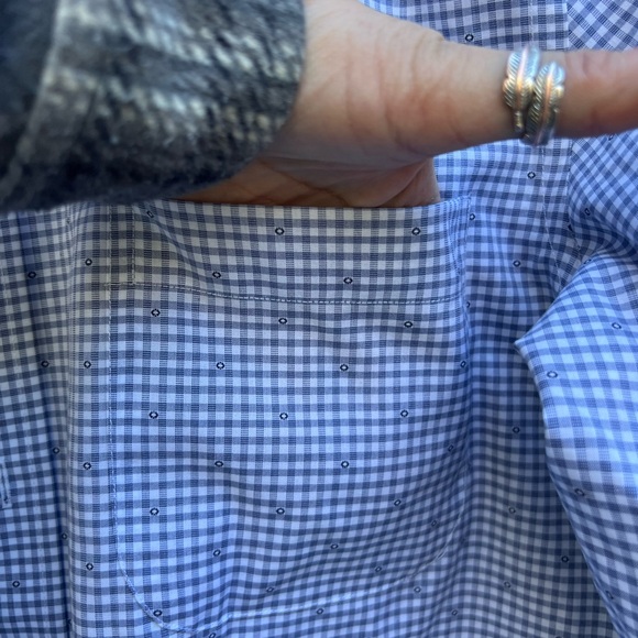 Joseph A Bank 1905 Small Blue Gingham with Design sz 15 1/2 - 33 - Picture 4 of 8